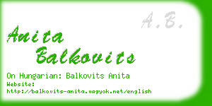 anita balkovits business card